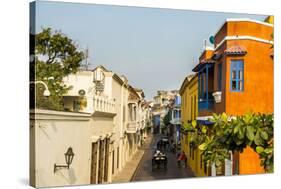 Colonial architecture in the UNESCO World Heritage Site area, Cartagena, Colombia, South America-Michael Runkel-Stretched Canvas