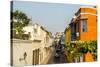 Colonial architecture in the UNESCO World Heritage Site area, Cartagena, Colombia, South America-Michael Runkel-Stretched Canvas