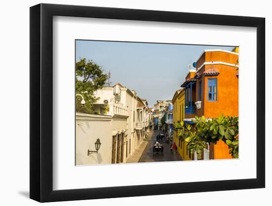 Colonial architecture in the UNESCO World Heritage Site area, Cartagena, Colombia, South America-Michael Runkel-Framed Premium Photographic Print