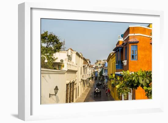 Colonial architecture in the UNESCO World Heritage Site area, Cartagena, Colombia, South America-Michael Runkel-Framed Photographic Print