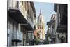 Colonial architecture in the UNESCO World Heritage Site area, Cartagena, Colombia, South America-Michael Runkel-Stretched Canvas