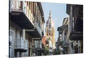 Colonial architecture in the UNESCO World Heritage Site area, Cartagena, Colombia, South America-Michael Runkel-Stretched Canvas