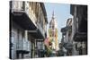 Colonial architecture in the UNESCO World Heritage Site area, Cartagena, Colombia, South America-Michael Runkel-Stretched Canvas