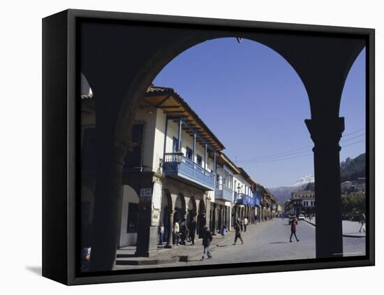 Colonial Balconies, Plaza De Armas, Cuzco, Peru, South America-Christopher Rennie-Framed Stretched Canvas