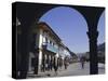 Colonial Balconies, Plaza De Armas, Cuzco, Peru, South America-Christopher Rennie-Stretched Canvas