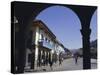 Colonial Balconies, Plaza De Armas, Cuzco, Peru, South America-Christopher Rennie-Stretched Canvas