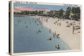 Colonial Beach, VA - Sunbathing & Swimming Scene-Lantern Press-Stretched Canvas