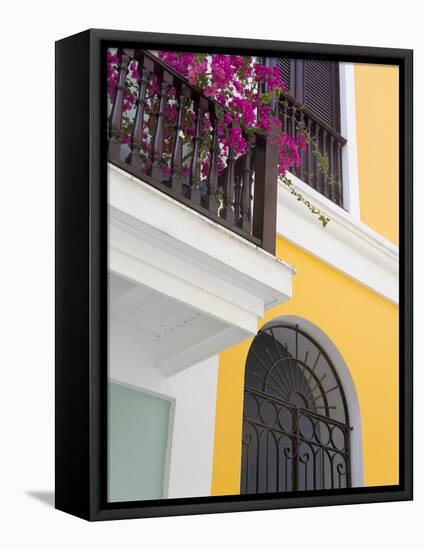 Colonial Buildings in Old City of San Juan, Puerto Rico Island, West Indies, USA, Central America-Richard Cummins-Framed Stretched Canvas