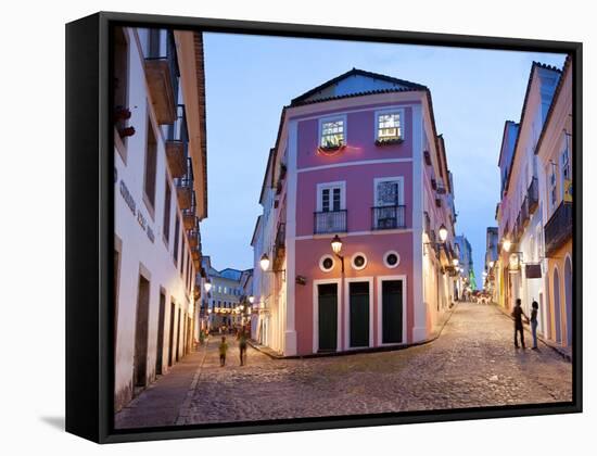 Colonial Centre at Dusk, Pelourinho, Salvador, Bahia, Brazil-Peter Adams-Framed Stretched Canvas