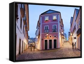 Colonial Centre at Dusk, Pelourinho, Salvador, Bahia, Brazil-Peter Adams-Framed Stretched Canvas