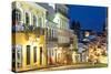 Colonial Centre at Dusk, Pelourinho, Salvador, Bahia, Brazil-Peter Adams-Stretched Canvas