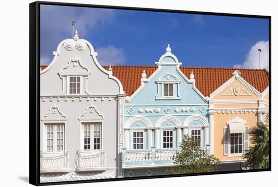 Colonial Dutch Architechure Near Main Street, Oranjestad, Aruba, Netherlands Antilles, Caribbean-Jane Sweeney-Framed Stretched Canvas