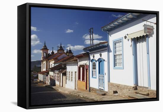 Colonial Houses and Nossa Senhora do Carmo Church, Mariana, Minas Gerais, Brazil, South America-Ian Trower-Framed Stretched Canvas