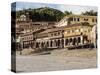 Colonial houses with balconies, Main Square, UNESCO World Heritage Site, Cusco, Peru, South America-Karol Kozlowski-Stretched Canvas