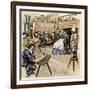 Colonial Schoolroom with a Child in a Dunce Cap-null-Framed Giclee Print