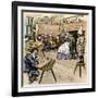 Colonial Schoolroom with a Child in a Dunce Cap-null-Framed Giclee Print