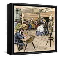 Colonial Schoolroom with a Child in a Dunce Cap-null-Framed Stretched Canvas