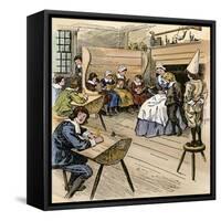 Colonial Schoolroom with a Child in a Dunce Cap-null-Framed Stretched Canvas