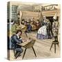 Colonial Schoolroom with a Child in a Dunce Cap-null-Stretched Canvas