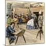 Colonial Schoolroom with a Child in a Dunce Cap-null-Mounted Giclee Print