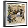 Colonial Schoolroom with a Child in a Dunce Cap-null-Framed Giclee Print