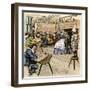 Colonial Schoolroom with a Child in a Dunce Cap-null-Framed Premium Giclee Print