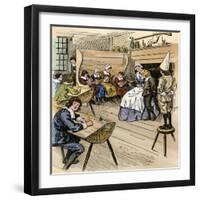 Colonial Schoolroom with a Child in a Dunce Cap-null-Framed Premium Giclee Print