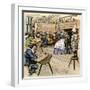 Colonial Schoolroom with a Child in a Dunce Cap-null-Framed Premium Giclee Print