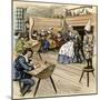 Colonial Schoolroom with a Child in a Dunce Cap-null-Mounted Premium Giclee Print