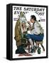 "Colonial Sign Painter" Saturday Evening Post Cover, February 6,1926-Norman Rockwell-Framed Stretched Canvas