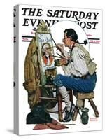 "Colonial Sign Painter" Saturday Evening Post Cover, February 6,1926-Norman Rockwell-Stretched Canvas