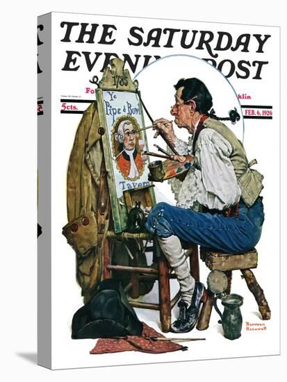 "Colonial Sign Painter" Saturday Evening Post Cover, February 6,1926-Norman Rockwell-Stretched Canvas