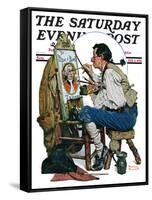 "Colonial Sign Painter" Saturday Evening Post Cover, February 6,1926-Norman Rockwell-Framed Stretched Canvas