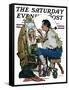 "Colonial Sign Painter" Saturday Evening Post Cover, February 6,1926-Norman Rockwell-Framed Stretched Canvas