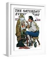 "Colonial Sign Painter" Saturday Evening Post Cover, February 6,1926-Norman Rockwell-Framed Giclee Print