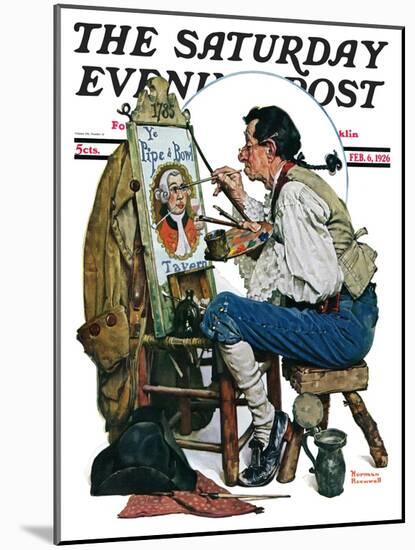 "Colonial Sign Painter" Saturday Evening Post Cover, February 6,1926-Norman Rockwell-Mounted Giclee Print