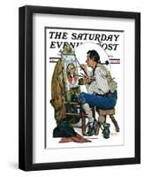 "Colonial Sign Painter" Saturday Evening Post Cover, February 6,1926-Norman Rockwell-Framed Giclee Print
