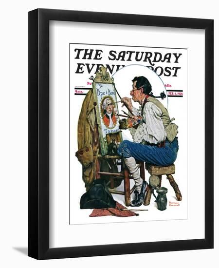 "Colonial Sign Painter" Saturday Evening Post Cover, February 6,1926-Norman Rockwell-Framed Giclee Print