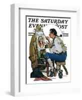 "Colonial Sign Painter" Saturday Evening Post Cover, February 6,1926-Norman Rockwell-Framed Giclee Print