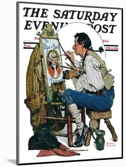 "Colonial Sign Painter" Saturday Evening Post Cover, February 6,1926-Norman Rockwell-Mounted Giclee Print