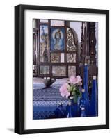 Colonial Style Bed with Bed Headboard Inlaid with 19th Century Prints of the God Krishna-John Henry Claude Wilson-Framed Photographic Print