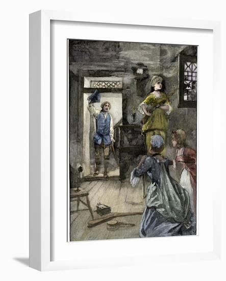 Colonial Women Defending Their Home, c.1775-null-Framed Giclee Print