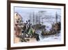 Colonials Destroy British Cargo of Tea in Boston Harbor, 1773, Known as the Boston Tea Party-null-Framed Giclee Print