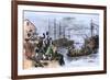 Colonials Destroy British Cargo of Tea in Boston Harbor, 1773, Known as the Boston Tea Party-null-Framed Giclee Print