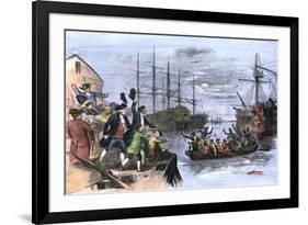 Colonials Destroy British Cargo of Tea in Boston Harbor, 1773, Known as the Boston Tea Party-null-Framed Giclee Print