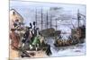 Colonials Destroy British Cargo of Tea in Boston Harbor, 1773, Known as the Boston Tea Party-null-Mounted Giclee Print