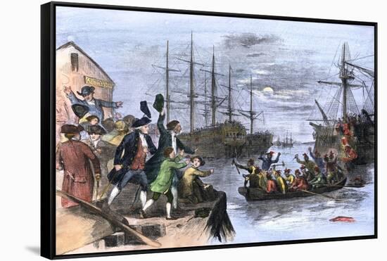 Colonials Destroy British Cargo of Tea in Boston Harbor, 1773, Known as the Boston Tea Party-null-Framed Stretched Canvas