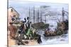 Colonials Destroy British Cargo of Tea in Boston Harbor, 1773, Known as the Boston Tea Party-null-Stretched Canvas