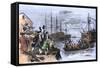 Colonials Destroy British Cargo of Tea in Boston Harbor, 1773, Known as the Boston Tea Party-null-Framed Stretched Canvas