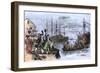 Colonials Destroy British Cargo of Tea in Boston Harbor, 1773, Known as the Boston Tea Party-null-Framed Giclee Print